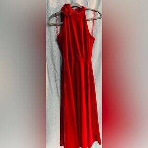 Women's Maison Tara Velvet Bow Halter Neck Fit & Flare Midi Dress